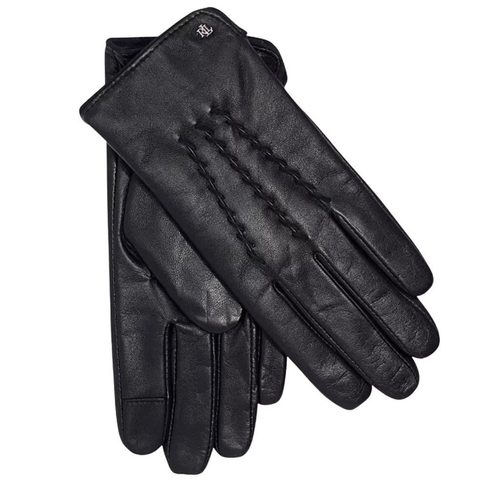 NWT Ralph Lauren Leather Whipstitch Touch Gloves